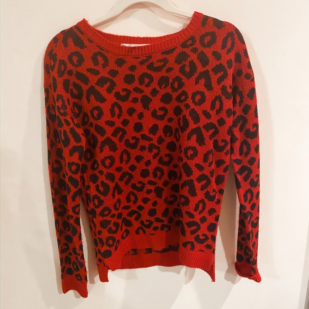 Red Leopard Print Sweater